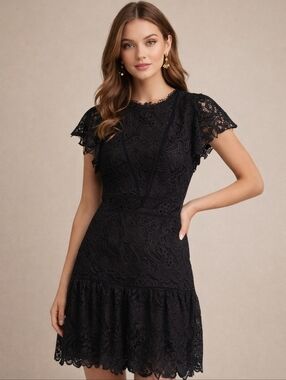 Express Black Lace Midi Dress